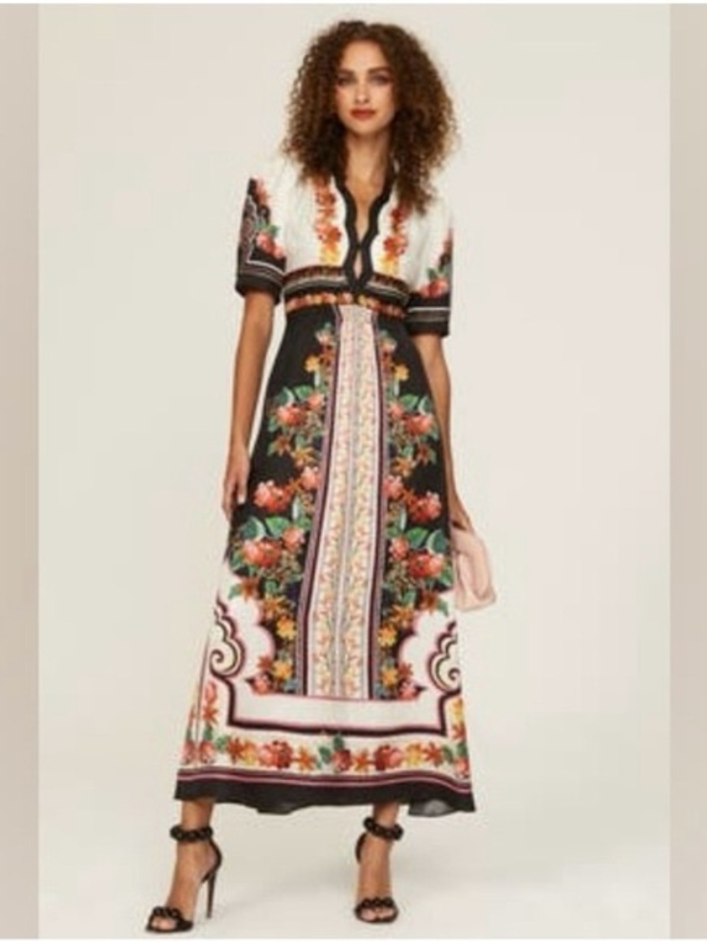 SALONI Black Maxi Dress with Multicolor Floral Embroidery - Picture 4 of 4